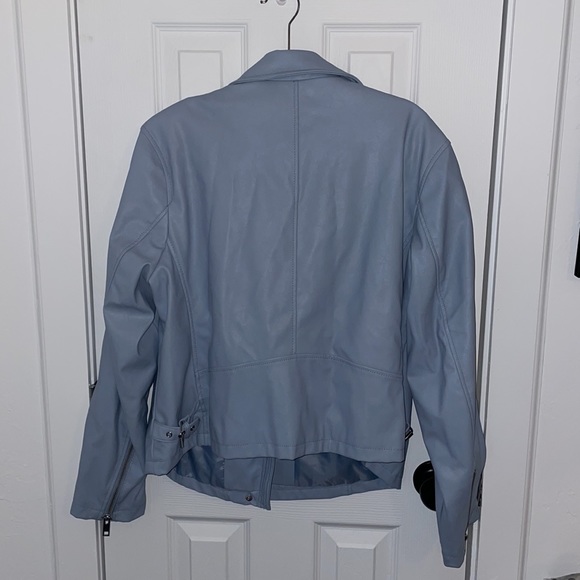 Faux Leather Blue Moto Jacket - Picture 2 of 4